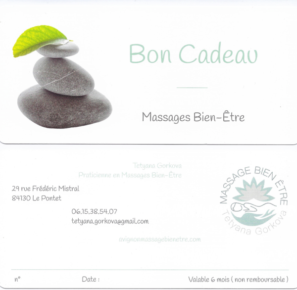 Cartes cadeaux Massage Bien Être, à Avignon